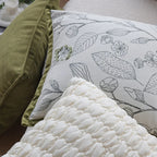 Funda de cojín jacquard verde crema 45×45 cm – Decoración elegante para sofá y silla