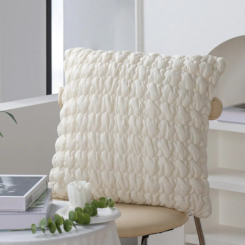 Funda de cojín jacquard verde crema 45×45 cm – Decoración elegante para sofá y silla