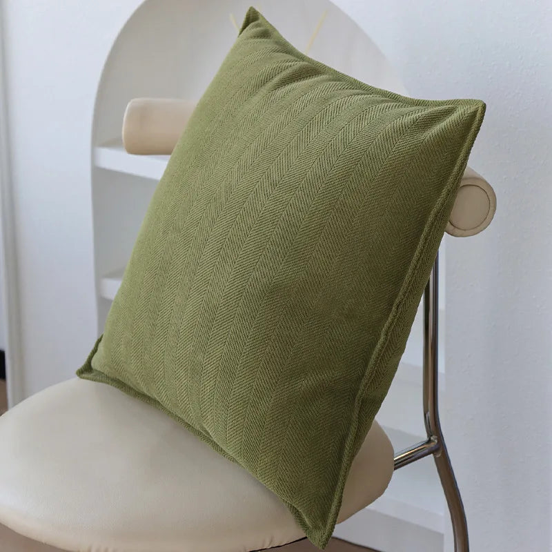 Funda de cojín jacquard verde crema 45×45 cm – Decoración elegante para sofá y silla