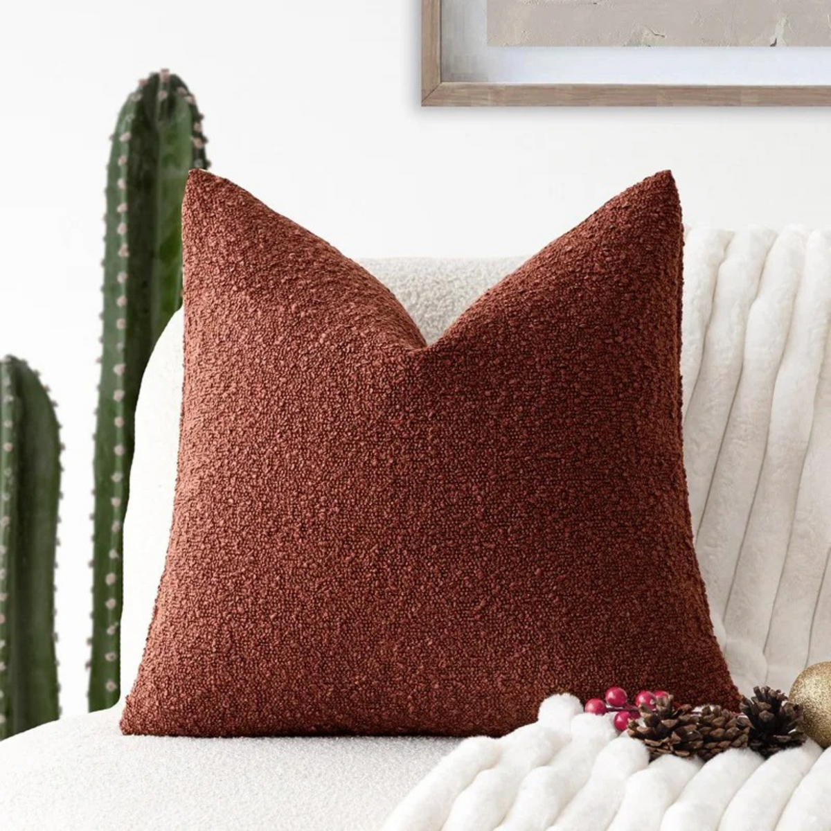 Funda de cojín Tulum de bouclé 45 × 45 cm