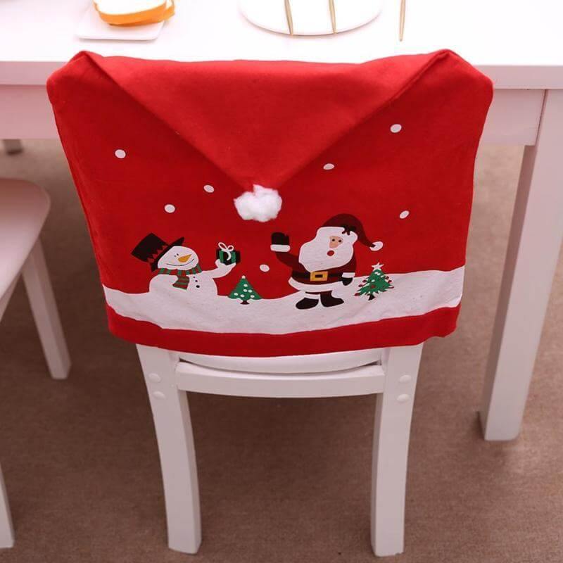 Funda de silla navideña con gorro de Papá Noel