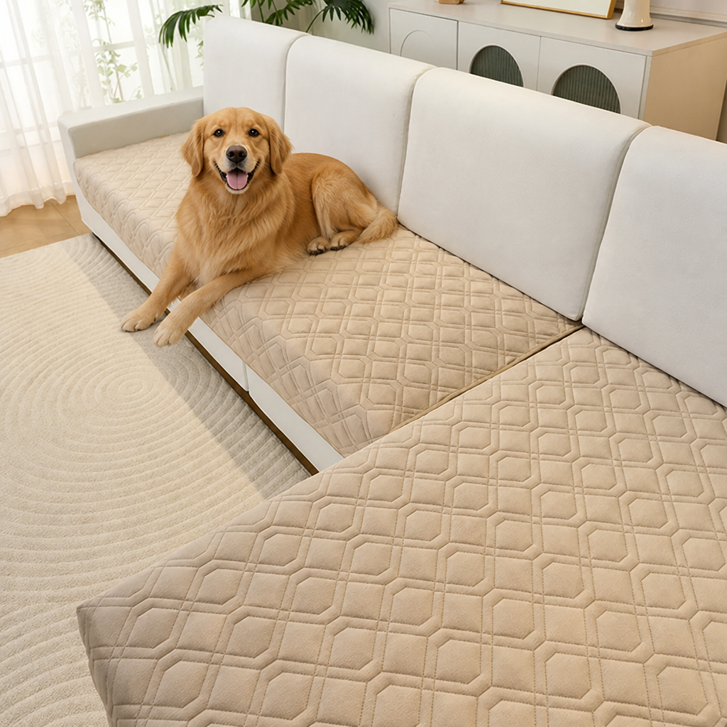 Funda de sofá en forma de L geométrica resistente a arañazos y manchas