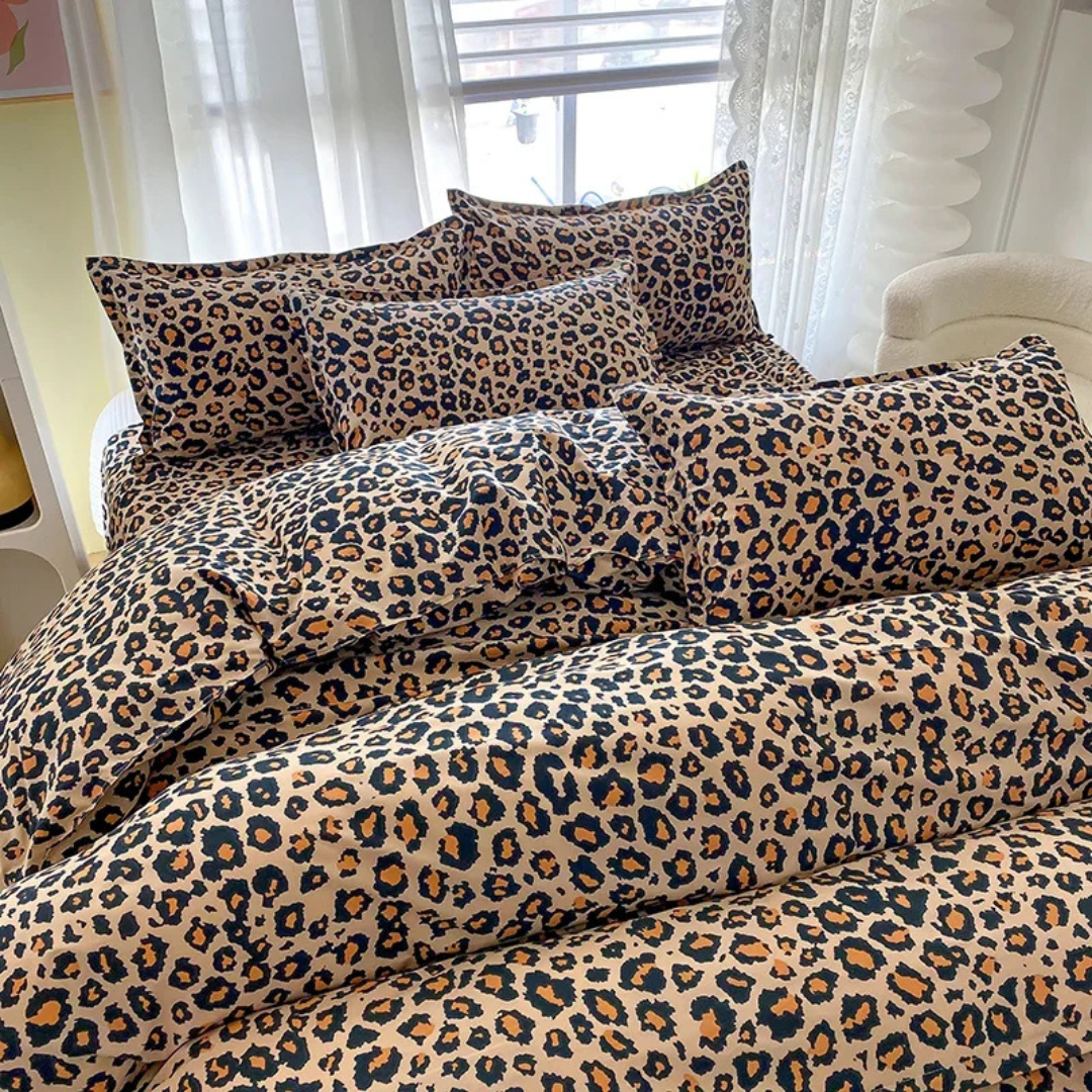 Funda nórdica de lujo con estampado de leopardo