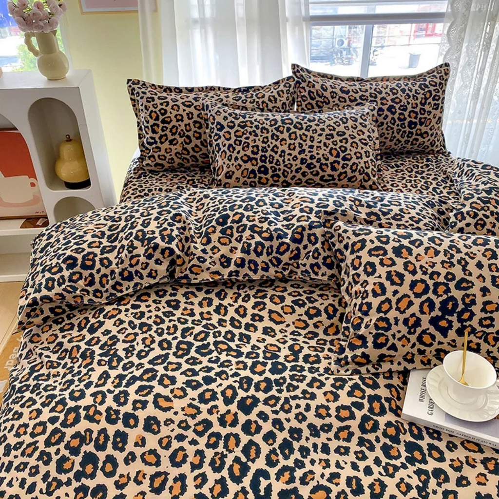 Funda nórdica de lujo con estampado de leopardo