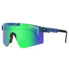 Gafas de sol deportivas polarizadas con lente única espejada UV400, montura de policarbonato, almohadillas nasales de si