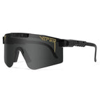 Gafas de sol deportivas polarizadas con lente única espejada UV400, montura de policarbonato, almohadillas nasales de si