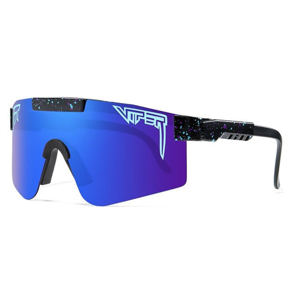 Gafas de sol deportivas polarizadas con lente única espejada UV400, montura de policarbonato, almohadillas nasales de si