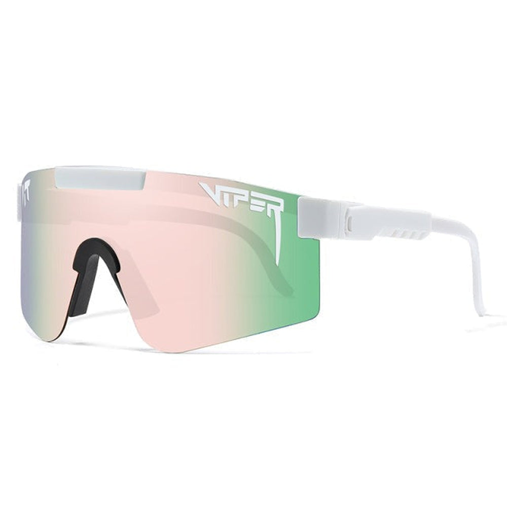 Gafas de sol deportivas polarizadas con lente única espejada UV400, montura de policarbonato, almohadillas nasales de si