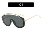 Gafas de sol estilo masculino con degradado de moda y detalles dorados