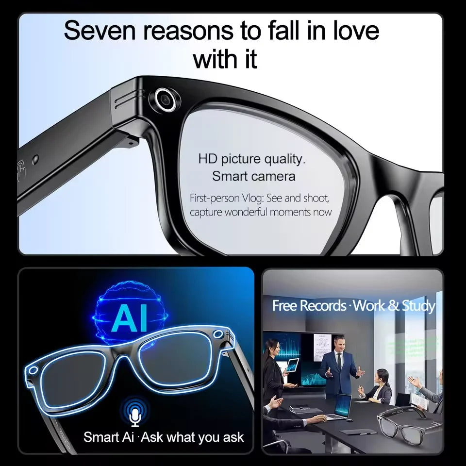 Gafas de sol inteligentes para hombre con cámara y traducción instantánea