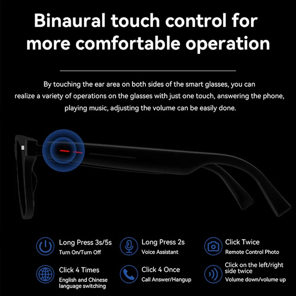 Gafas inteligentes con filtro de luz azul, resistentes al agua y Bluetooth