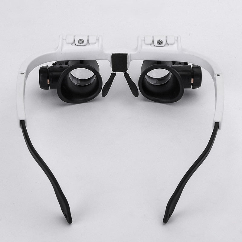 Gafas lupa con luz LED | Aumentos de 8x, 15x y 23x, lentes intercambiables | Visión precisa para trabajos de detalle