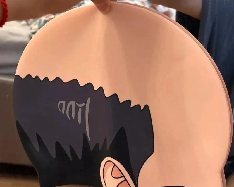 Gorro de natación divertido con diseño de cabeza calva