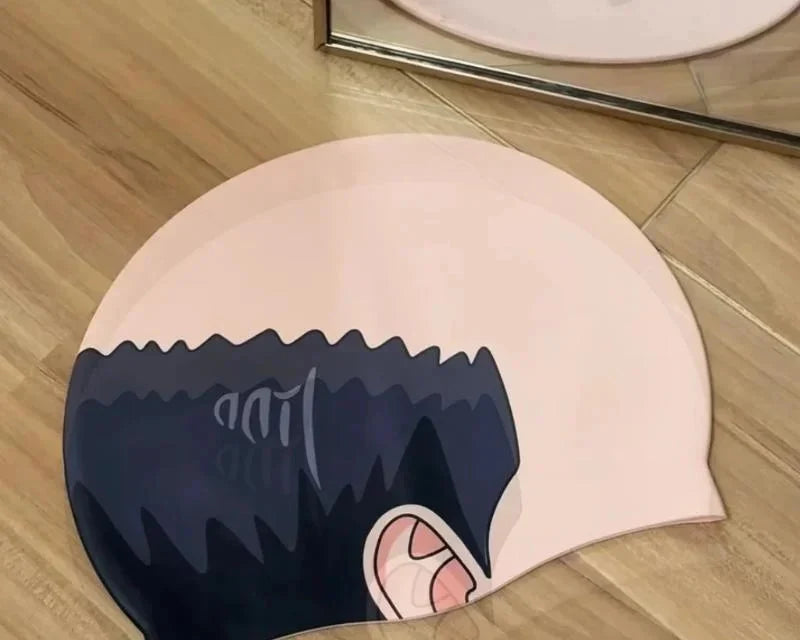 Gorro de natación divertido con diseño de cabeza calva