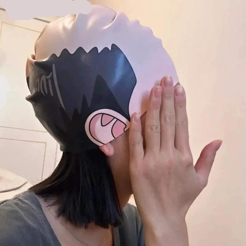 Gorro de natación divertido con diseño de cabeza calva
