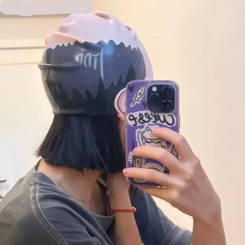 Gorro de natación divertido con diseño de cabeza calva