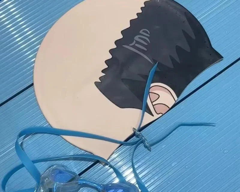Gorro de natación divertido con diseño de cabeza calva