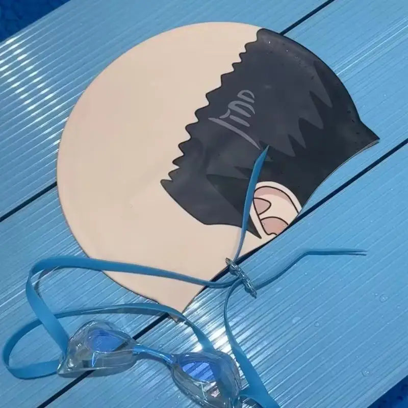Gorro de natación divertido con diseño de cabeza calva