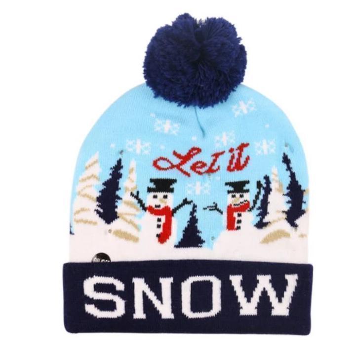 Gorro navideño de punto con luces LED