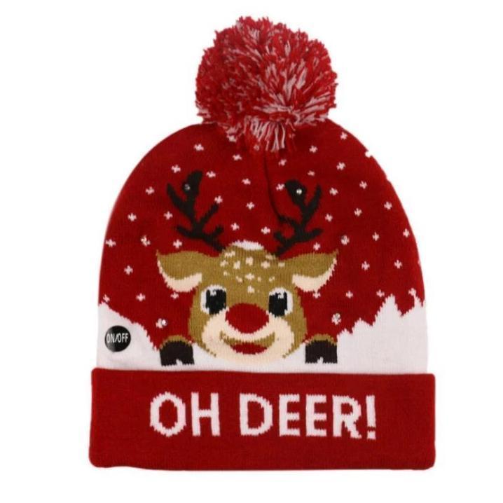 Gorro navideño de punto con luces LED