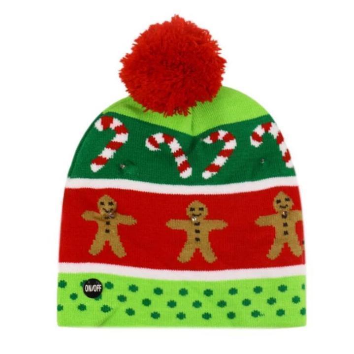 Gorro navideño de punto con luces LED
