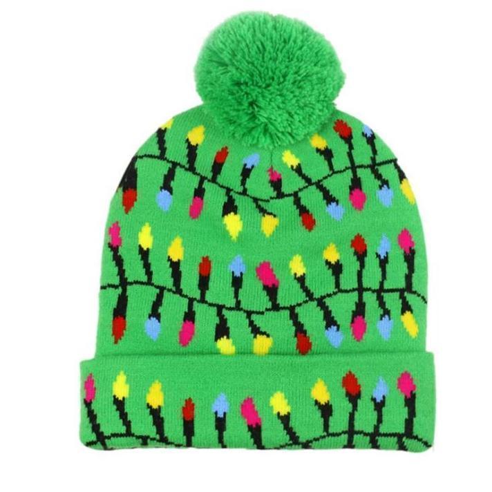 Gorro navideño de punto con luces LED