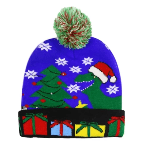 Gorro navideño de punto con luces LED