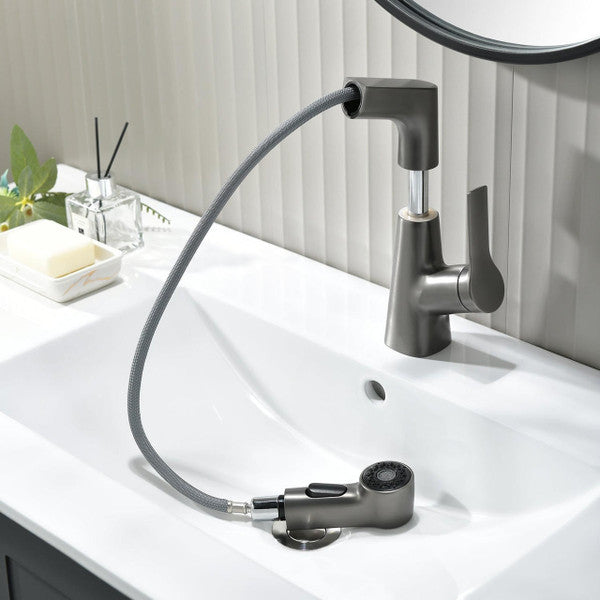 Grifo de baño con ducha de mano giratoria y extraíble