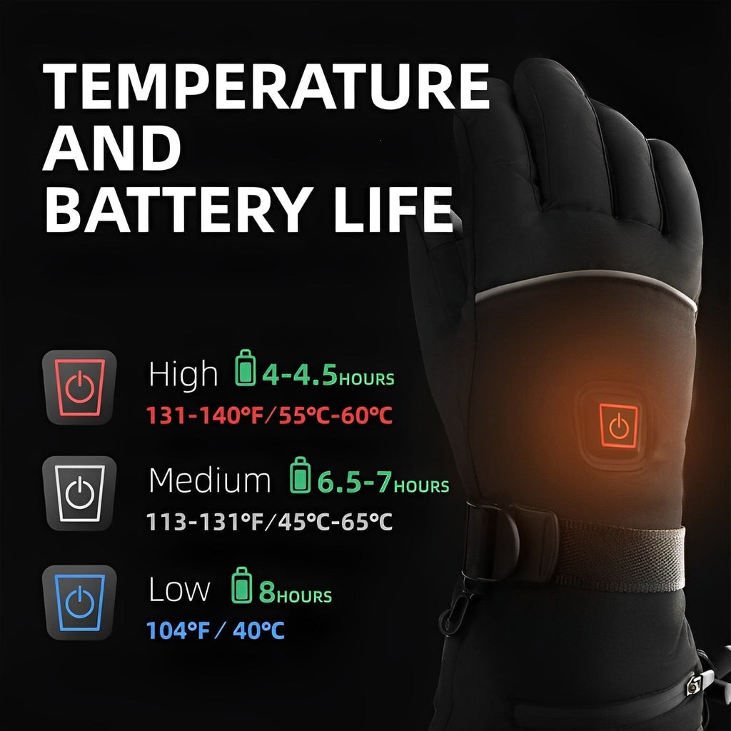 Guantes calefactables para manos frías con yemas táctiles y correa impermeable en la muñeca