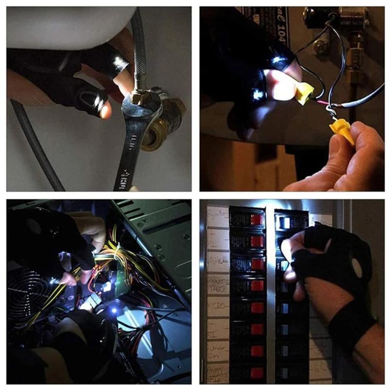 Guantes LED con iluminación resistente al agua