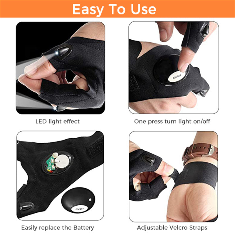 Guantes LED con luces impermeables