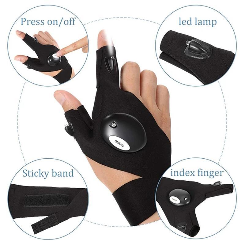Guantes LED con luces impermeables para trabajo y pesca