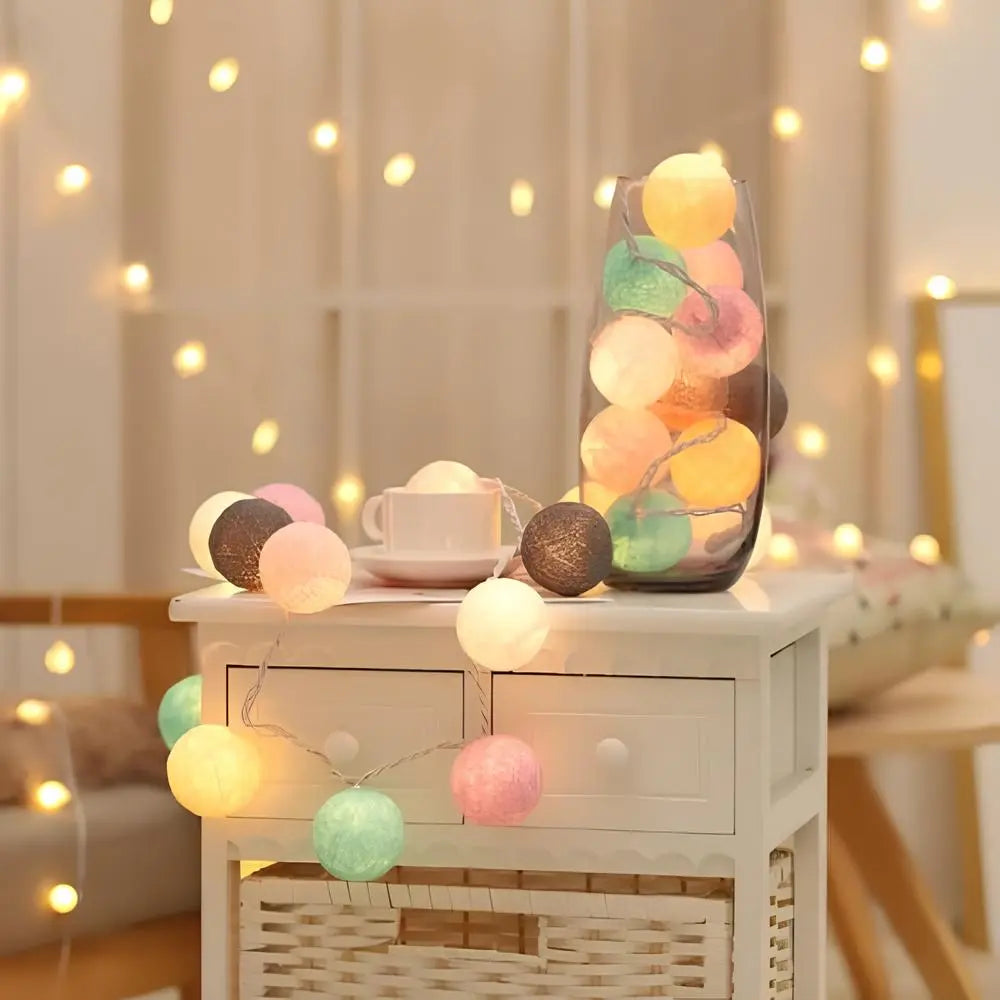 Guirnalda de bolas de algodón LED