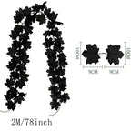 Guirnalda de hojas de otoño con hojas de arce artificiales, 2 metros, hojas de tela y plástico de 9-10 cm para puertas, 