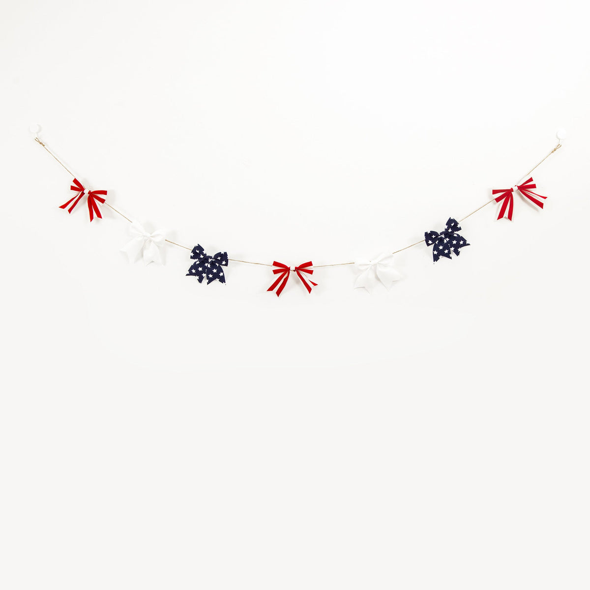 Guirnalda decorativa unisex con lazos de tela a rayas y cordón de yute