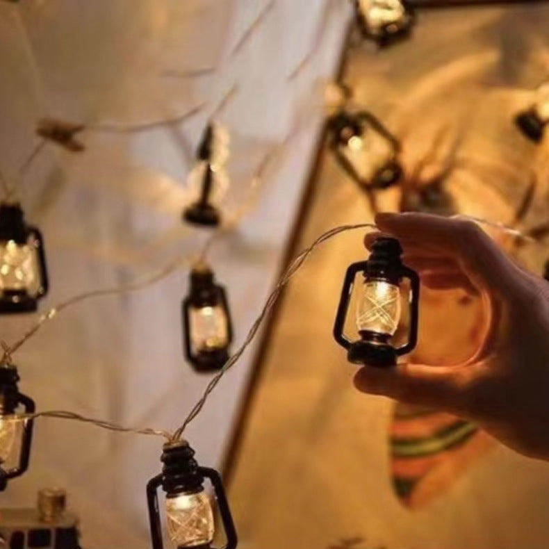 Guirnalda LED solar con forma de bidón de gasolina retro para exterior