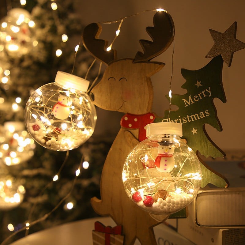 Guirnalda de luces LED con bolas decorativas de Navidad