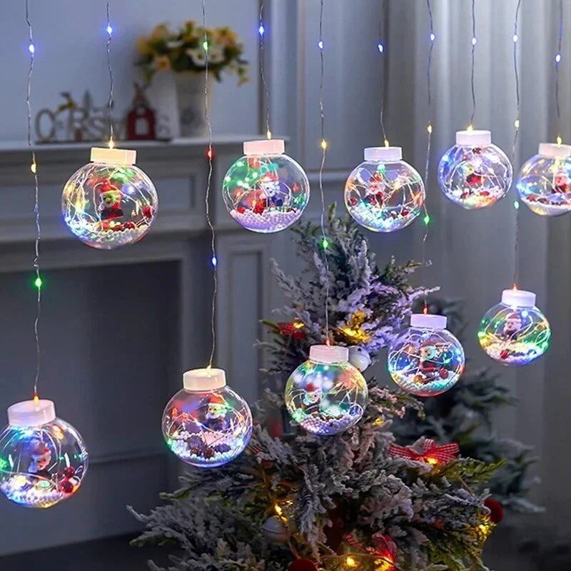 Guirnalda de luces LED con bolas decorativas de Navidad