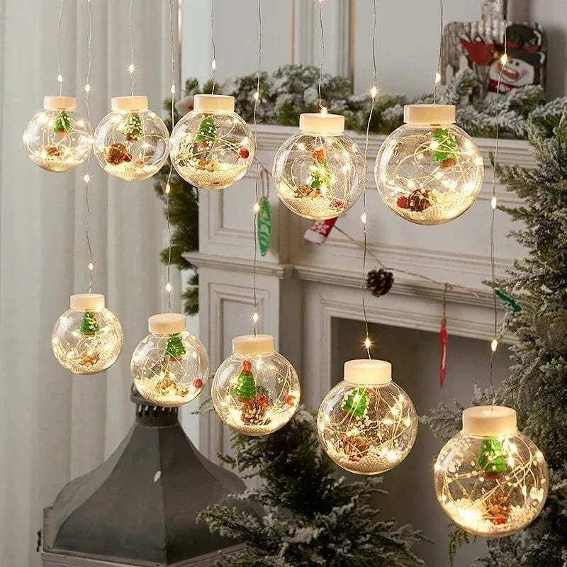 Guirnalda de luces LED con bolas decorativas de Navidad