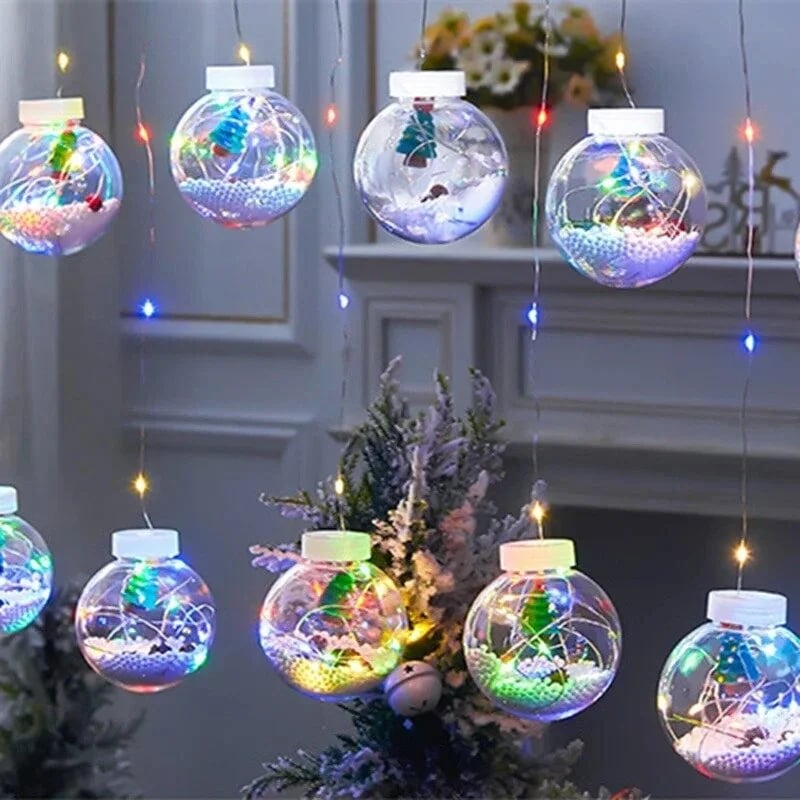 Guirnalda de luces LED con bolas decorativas de Navidad