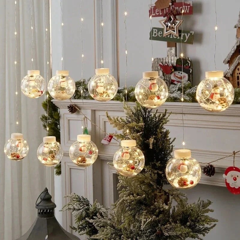 Guirnalda de luces LED con bolas decorativas de Navidad