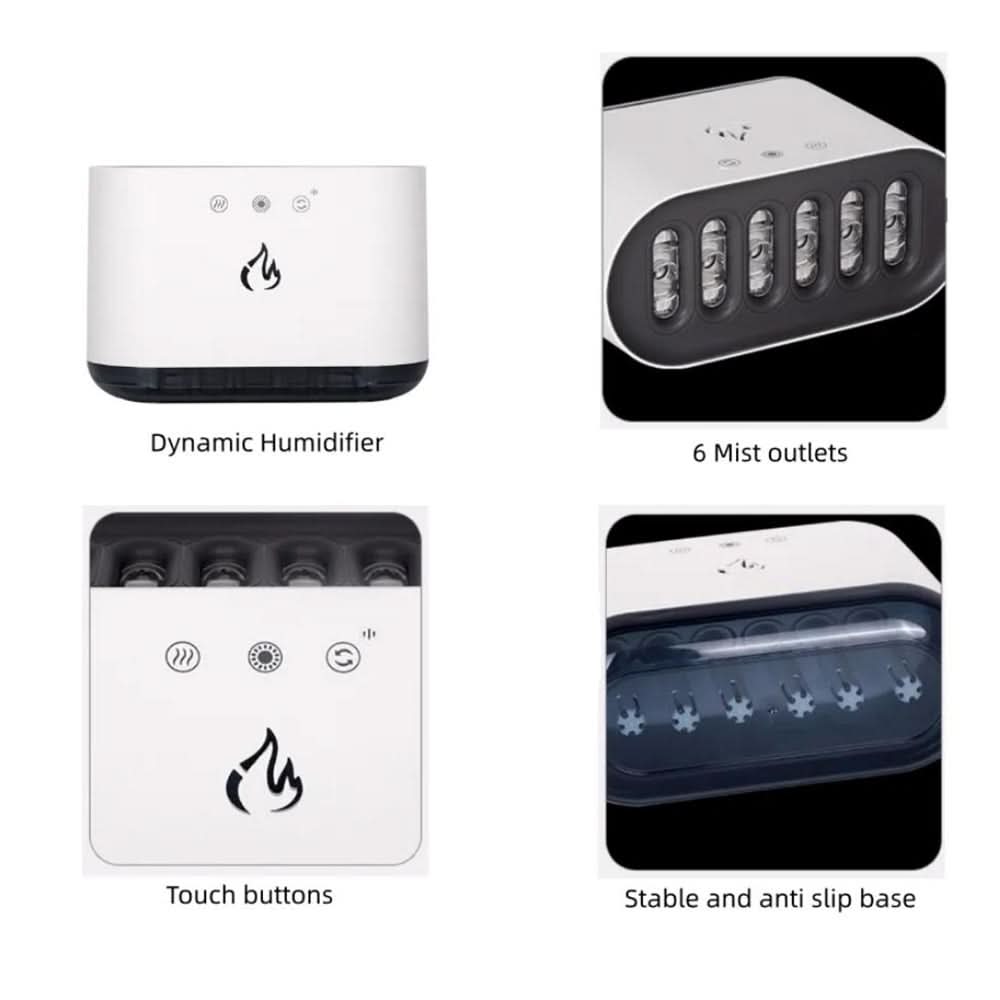 Humidificador con iluminación LED de 7 colores y 6 boquillas de nebulización
