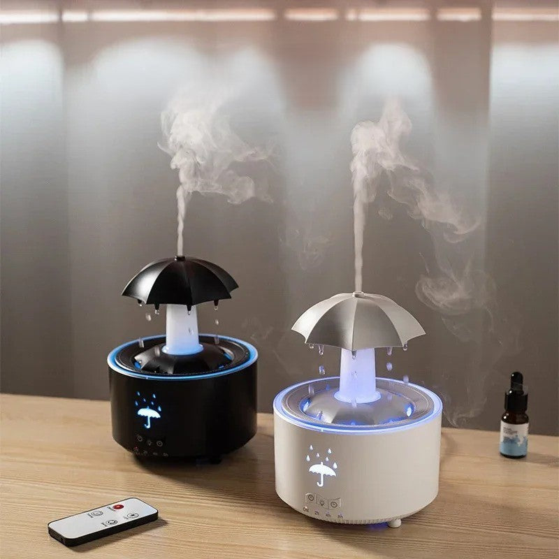 Humidificador de aire con forma de paraguas y gotas de agua