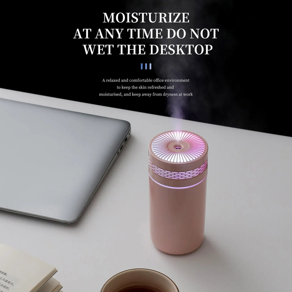 Humidificador portátil para coche 250 ml con difusor de aceites esenciales USB y LED