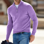 Jersey de cachemir con cremallera para hombre, manga larga