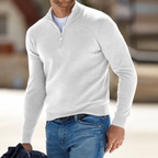 Jersey de cachemir con cremallera para hombre, manga larga