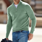 Jersey de cachemir con cremallera para hombre, manga larga