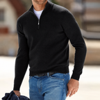 Jersey de cachemir con cremallera para hombre, manga larga