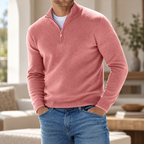 Jersey de cachemir con cremallera para hombre, manga larga