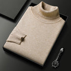 Jersey de cuello alto para hombre de punto fino con cuello vuelto acanalado, puños y bajo acanalados, 6 colores, tallas 